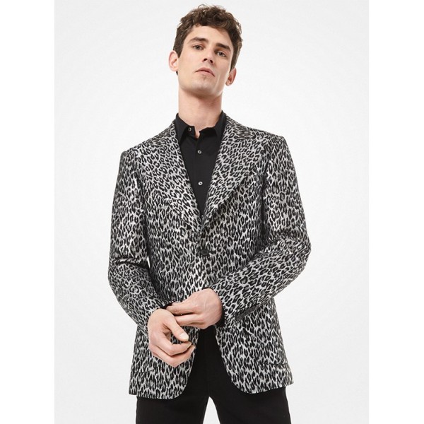 Leopard Metallic Wool Jacquard Blazer